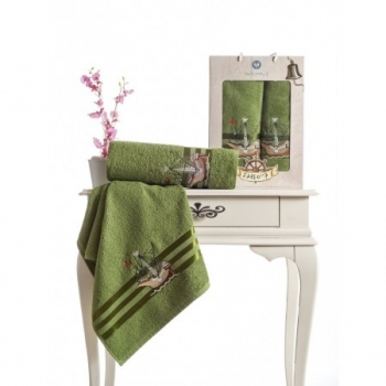 Barbossa Embroidered Towel Set -Green