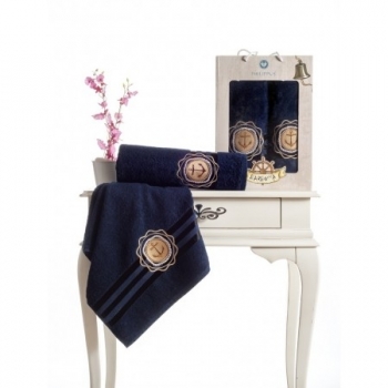 Barbossa Embroidered Towel Set -Navy Blue